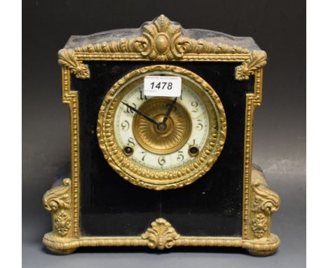 An American Ansonia New York black mantel clock
