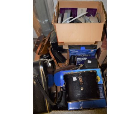 Cameras & binoculars - Polaroid super swinger, boxed;  others digital etc;  leather covers binoculars etc qty