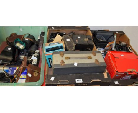 Photographic Equipment - a Voigtlander camera, leather case; a Praktica SLR camera; Kodak camera lenses; etc (quantity) 