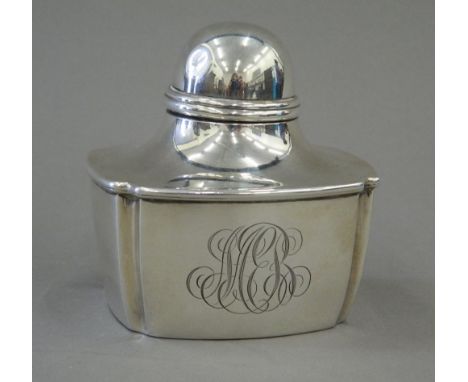A Victorian silver tea caddy, makers mark of J E Cadwell &amp; Co. 9 cm high (5 troy ounces)