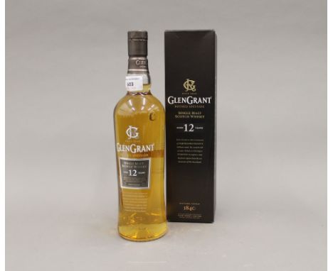 A single bottle of Glen Grant Single Malt Scotch Whiskey, boxed