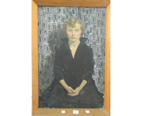 WICKHAM, Portrait of Miss Jean Rees, oil on board, framed. 49 cm wide.