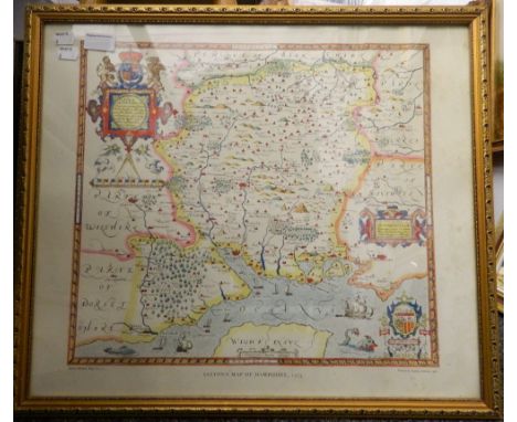 Two coloured print maps, one of Hampshire and the other of Dorsetshyre, both framed and glazed. The largest 52 x 45 cm.