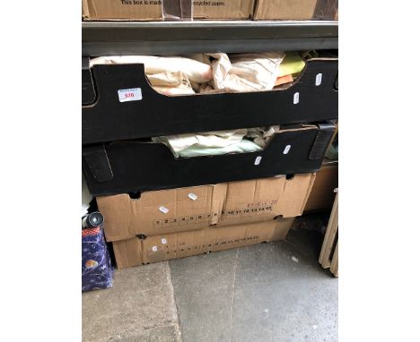 4 boxes of curtains and bedding 
