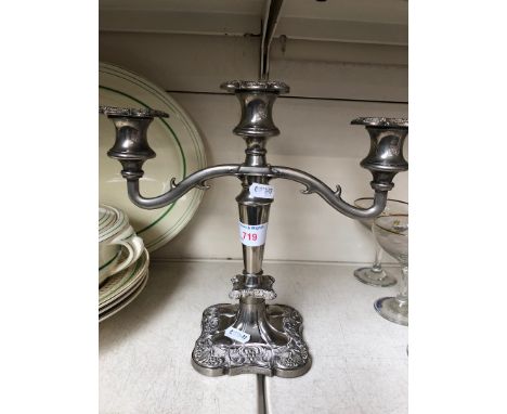 A silver plated candelabra 