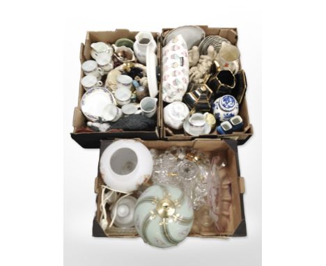 A large quantity of 20th-century ceramics and glass including Czechoslovakian tea china, Portmeirion quartz wall clock, cryst