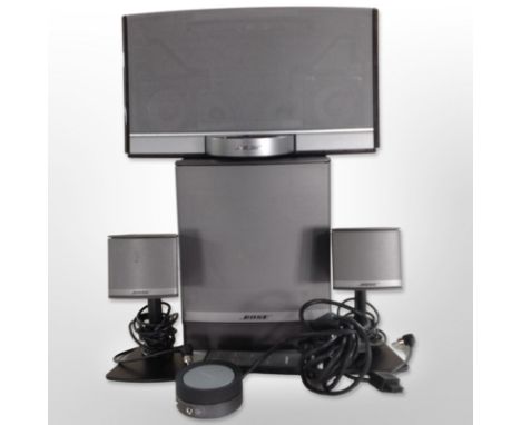 A Bose SoundDock portable digital music system, further Companion 3 series II multimedia speaker system, pair of speakers wit