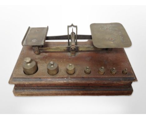 A set of Victorian postal scales with weights 