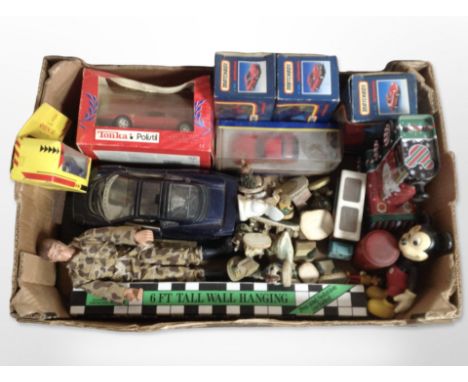 A group of Matchbox and Tonka die cast, Action man figure, other toys etc (1 box)