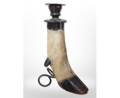 A deer's hoof candlestick, height 22 cm