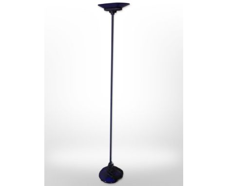 An Italian Arteluce standard lamp with blue glass shade CONDITION REPORT: Continental plug 