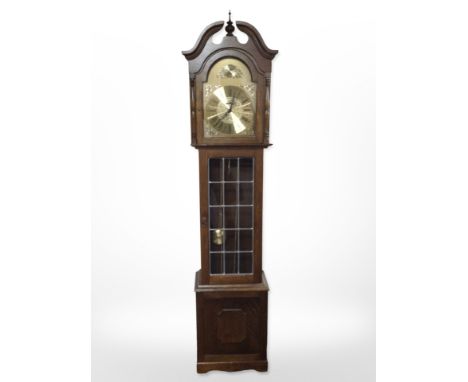 An oak Tempus Fugit longcase clock, with pendulum and weights, height 199 cm