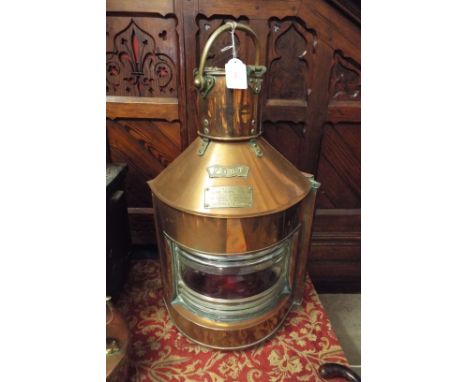 A William Harris & Co Ltd copper and brass port side lantern, No. B15817P
