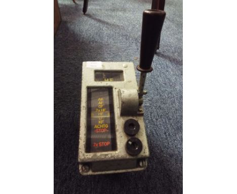 A WWII German engine lever box with bakelite handle possibly U-boat, E boat