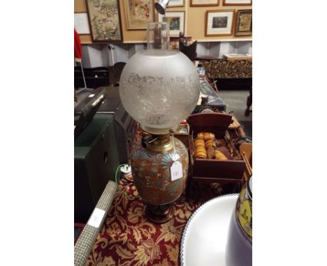A Royal Doulton oil lamp   No visible chips, cracks or restoration and not fitted for electricity 