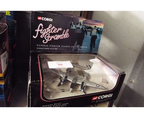 A set of six Corgi Fighter Scramble aeroplanes to include P-51D Mustang Bomber Escort, BF109 Messerschmitt, F-4U Corsair US N