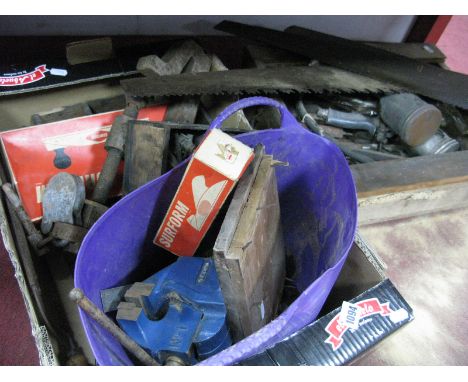 Record No.1 Vice, saws, Surform planes, other tools:- Two Boxes