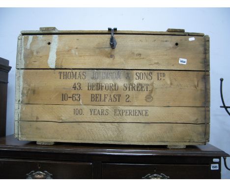 A Large Pine Trunk, with impressed factory marks for Thomas Johns &amp; Sons Belfast on both sides.