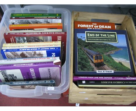 Railway Books: 'Didcot Engine Man', 'The Severn &amp; Rye Railway', 'London Main Line War Damage', etc:- Two Boxes