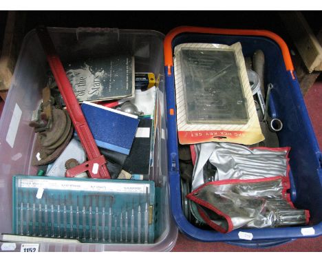 Monkey Wrench, pipe bender, miniature screw drivers, allen keys, other tools:- Two Boxes
