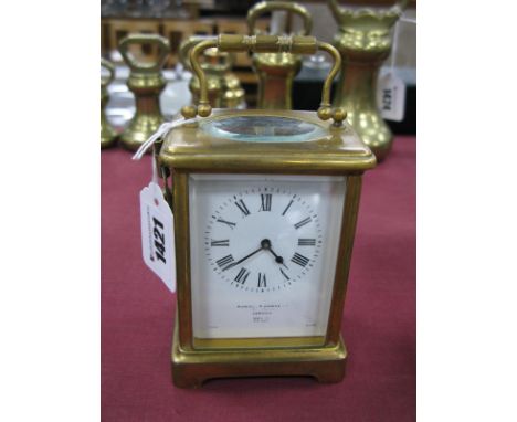 A Brass Cased Carriage Clock, for Howell and James of London, with French movement.