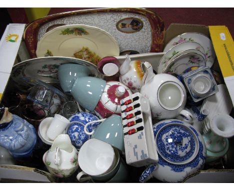 Royal Doulton Part-Tea Service, pressed glass fruit bowl, etc:- One Box. 