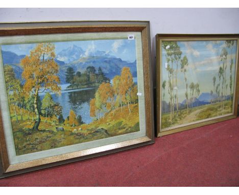 Robert Houston 'Autumn Birches', coloured print, graphite signed to margin 44.5 x 57cm. St Clair Marston 'Afternoon Tuscany' 