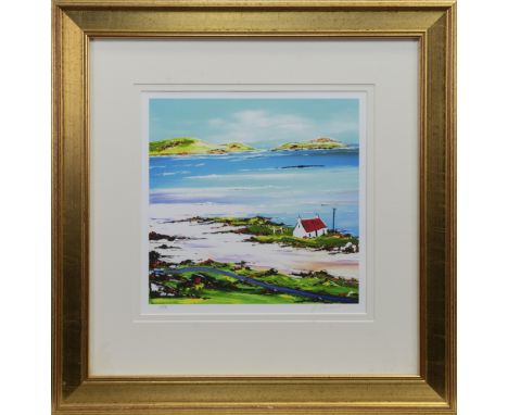 * JOHN DAMARI, CROFT AT THE END OF THE WORLD, TRAIGH - MHOR BEACH BARRA limited edition giclee print, signed and numbered 10/