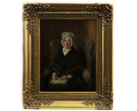 BRITISH SCHOOL (19TH CENTURY), PORTRAIT OF AN OLDER LADY oil on canvas image size 45cm x 34cm, overall size 64cm x 54cm Frame