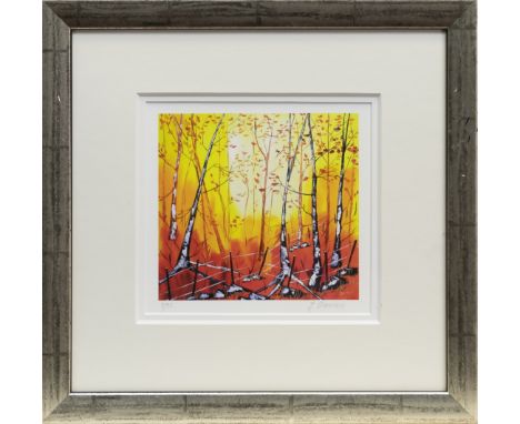 * JOHN DAMARI, BIRCHWOODS AT POLTALLOCH ESTATE, ARGYLL limited edition giclee print, signed and numbered 8/95 15cm x 15cm Mou