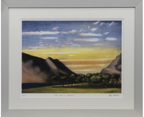 * ALLY THOMPSON (SCOTTISH 1955 - 2016), THE CALL OF EVENING print on paper, signed, titled and numbered artist's proof 38cm x