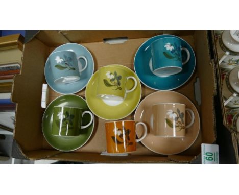 Susie Cooper Floral Decorated Cups and Saucers(11 pieces) 