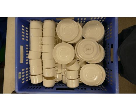 A Large Collection of Royal Doulton: plain cream commercial coffee cups and saucers 
