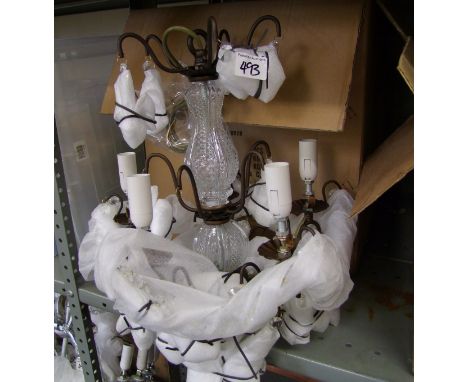 Decorative lustre type glass and wrought iron ceiling light: 