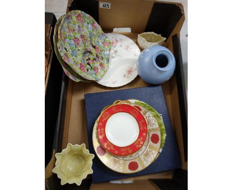 A mixed collection of items to include Royal Crown Derby plate: chintz platters, Coalport plate etc 