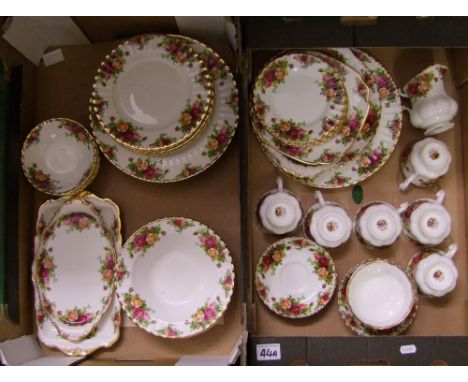 Royal Albert Old Country Roses tea and dinner ware: including dinner plates, salad plates, rimmed soup bowls, cups and saucer