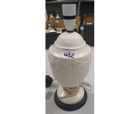 Wedgwood Queens ware lamp base: height 32cm 