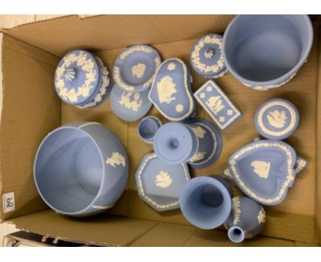 Wedgwood jasper ware items: to include planter, bowl, vases, lidded boxes etc 