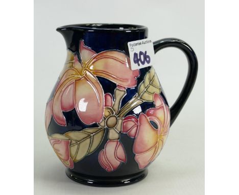 Moorcroft frangipani trail jug: by Phillip Gibson dated 13/12/2000. Height 15cm, boxed 