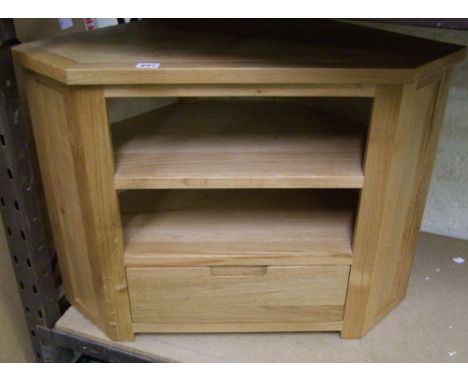 Light wood effect corner tv unit: height 86cm, deep 45cm Boxed 