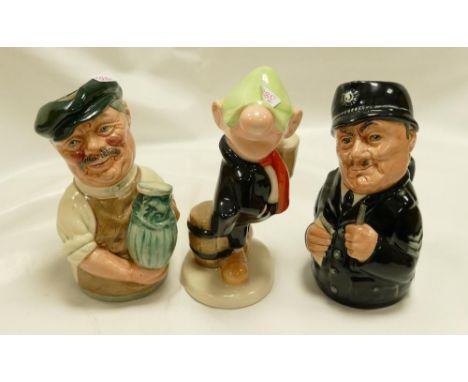 Royal Doulton Doultonville Figures: Albert Sagger The Potter, Sgt Peeler and Limited Edition Andy Capp(3) 