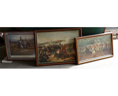 Three large framed Napoleonic Theme Artworks in Gilded Frames: including Oleograph, Limited Edition Print etc(3): 