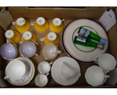 A mixed collection of ceramic items: to include Aynsley tea cups and saucers: wall plates, a Babycham novelty salt and pepper