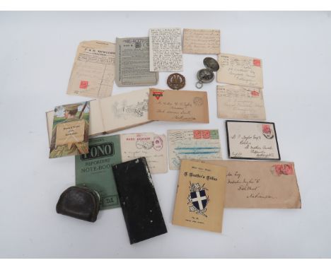 Small Selection of Ephemera To 3rd Northampton Reg Casualty Officer  all relating to “Lieut.  R. P. Taylor 3rd Northampton Re