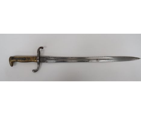 Imperial German Seitengewehr M1871 Sawback Bayonet  18 1/2 inch, single edged blade with rear sawback.  Wide fuller.  Forte w