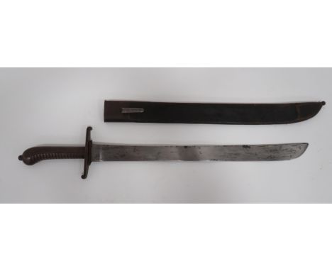 Imperial German M1829 Fachinenmesser Short Sword  18 1/2 inch, single edged, rounded point blade.  Forte with stamped “H”.  C