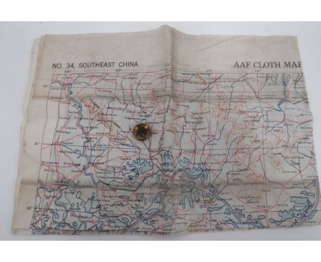 1944 Dated USAAF Asiatic Series Map and Escape Compass  colour printed, silk map, No 34 South East China and reverse C40 Luzo