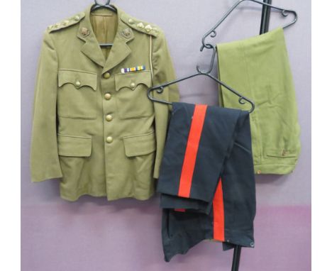 WW2 Loyal North Lancashire Officer’s Tunic  khaki, utility pattern, single breasted, open collar tunic.  Chest patch pockets 