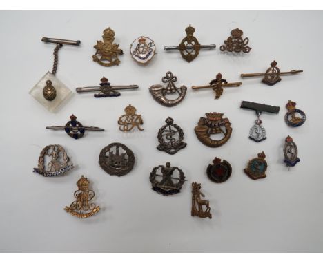 Small Selection of Regimental Lapel Badges  including silver Northamptonshire ... Silvered and enamel Norfolk Reg (fitting da