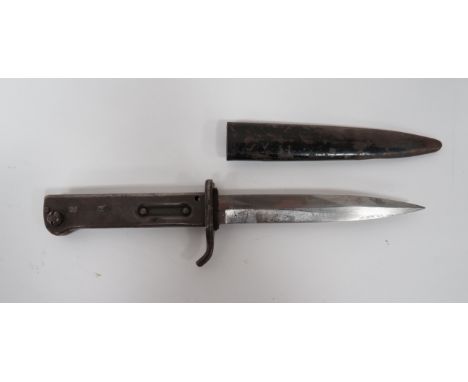 Imperial German All Steel Trench Knife Bayonet 5 3/4 inch, single edged blade with sharpened back edge point. Forte with Ordn